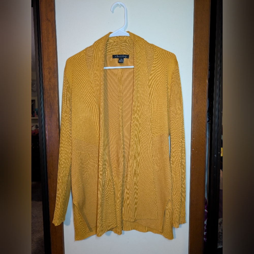 Mustard Yellow Open Front Sweater